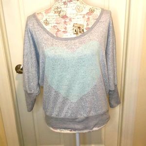 Living Doll teal heart flowy shirt